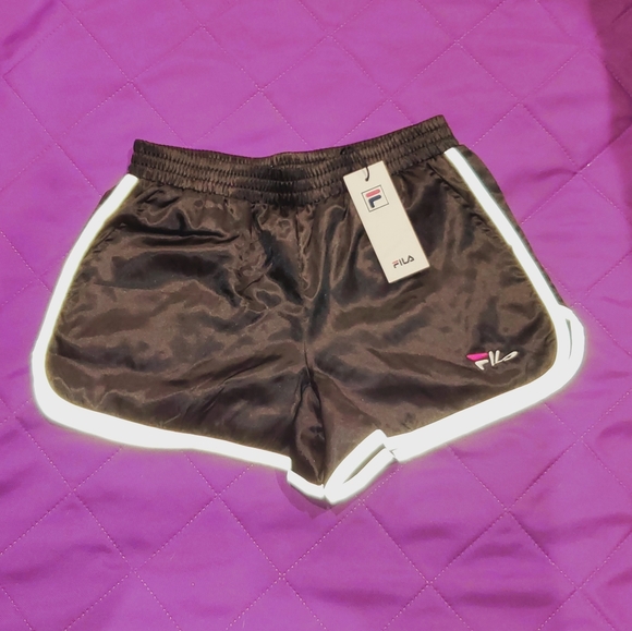 N.W.T. Fila shorts shiny black satin - Picture 5 of 16
